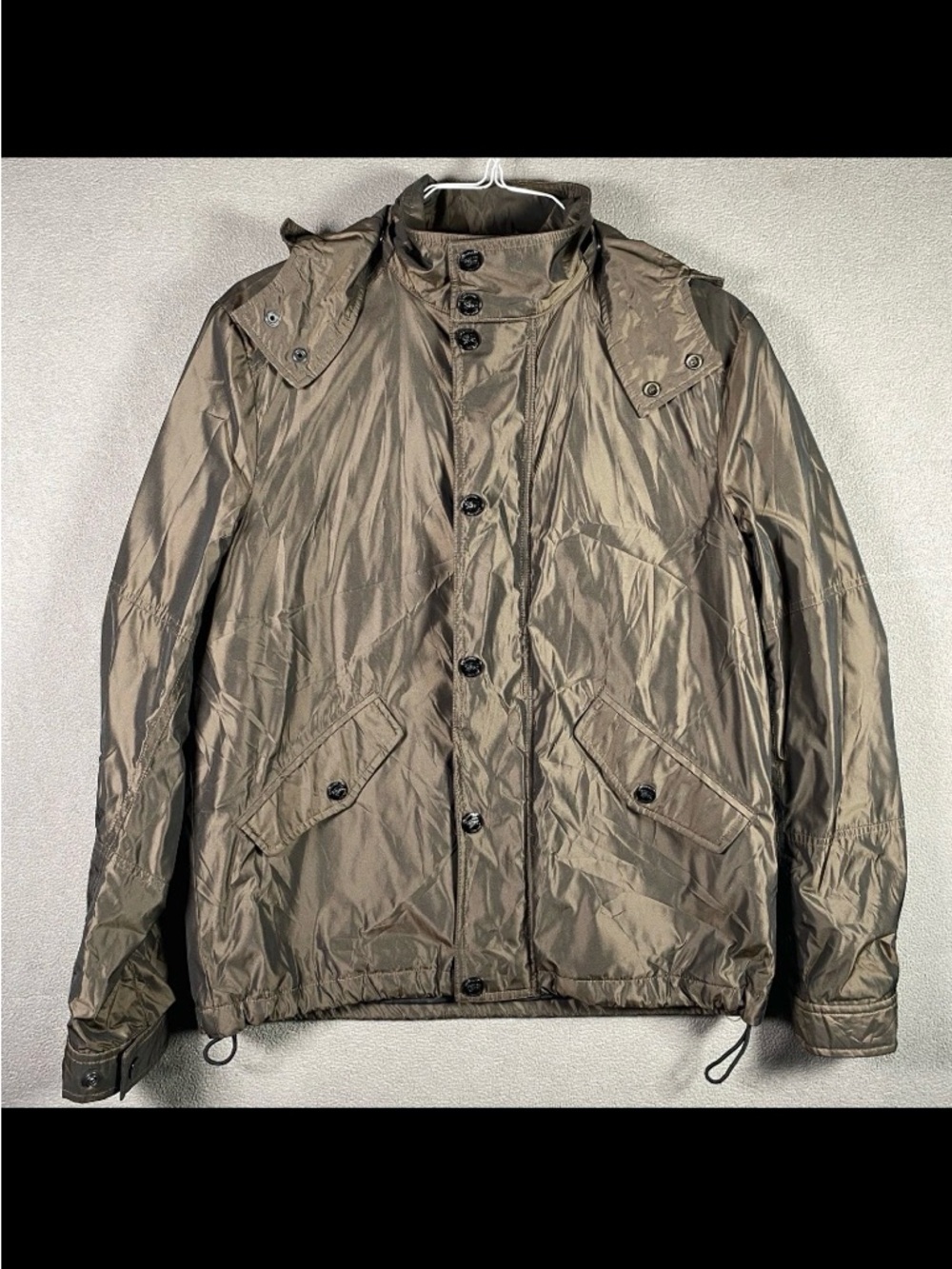 Burberry London Jacket Mens Medium Brown Hooded Quilted Windbreaker Coat